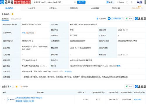 復(fù)宏漢霖落子南京 5000萬(wàn)注冊(cè)資本背后的生物技術(shù)戰(zhàn)略布局
